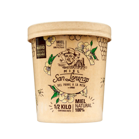 Miel de abeja San Lorenzo – 100 % Natural y Sin Filtrar (1/2 Kilo)